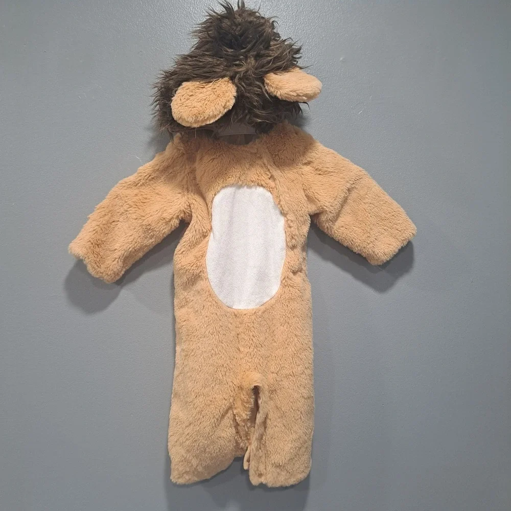 Pottery Barn Kids Baby Lion Costume Faux Fur Plush Tan Brown 6-12M Halloween
